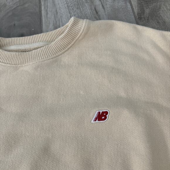 New Balance Men's Made in USA Core Crewneck Sweatshirt MT21541NBY Cream Men Sz M - Picture 3 of 9